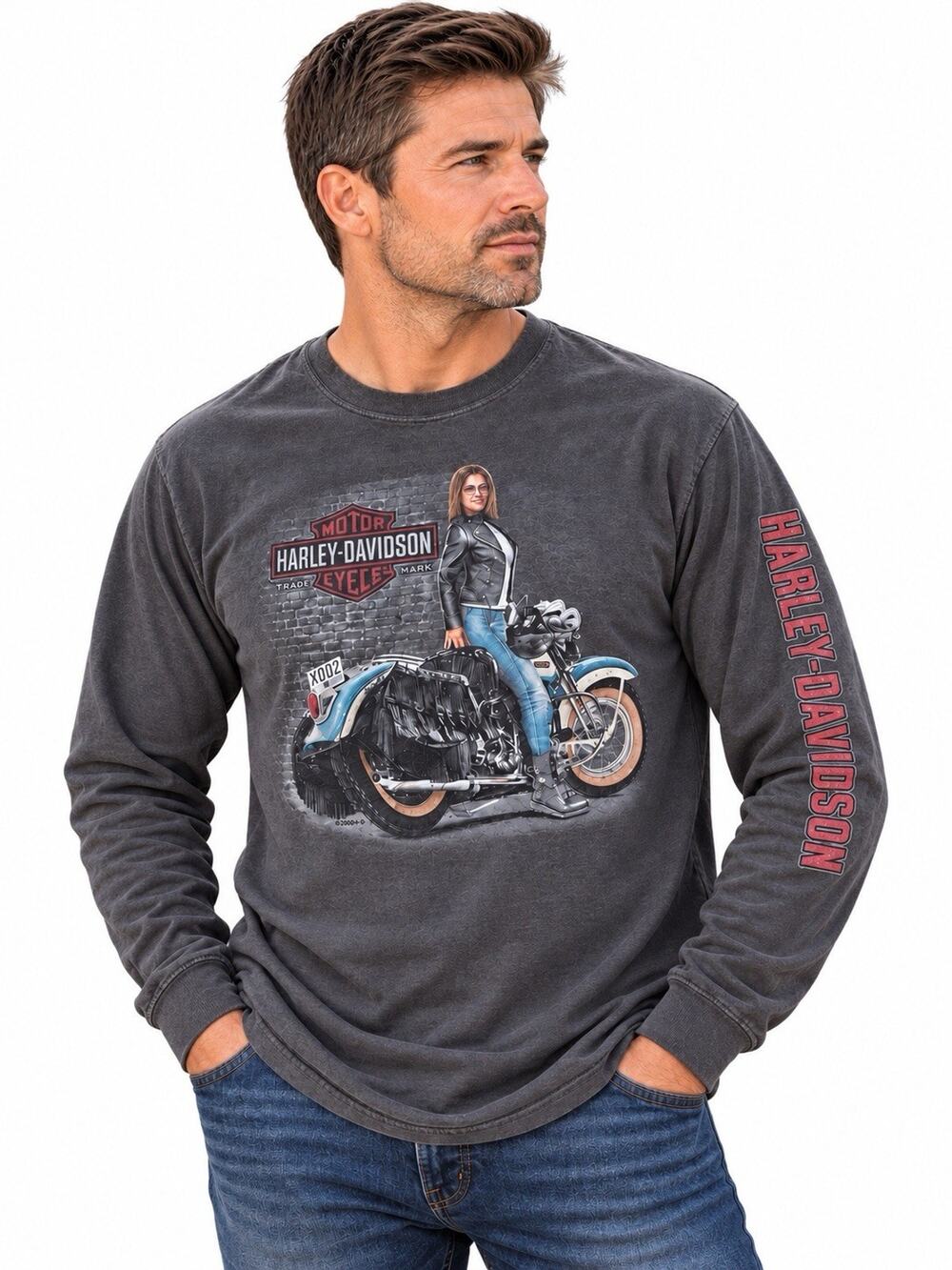 Harley-Davidson T-Shirt Long Sleeve 2XL Y2K Dealer